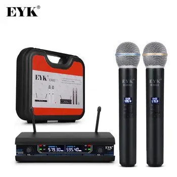 EYK E3002 UHF Fiksuoto Dažnio Karaoke Bevielis Mikrofonas Profesinės Belaidžius Visi Metalo Nešiojamą Mic Sistema su Nešiojimo dėklas