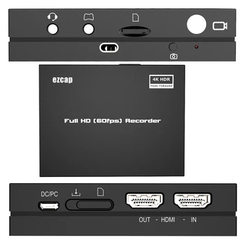 Ezcap274 4K 60hz HDR Loop Out HDMI Vaizdo įrašymo Plokštė, 1080P 60fps Įrašymas Box žaidimai, Diktofonas už PS4 Jungiklis,Mikrofono Įvestis