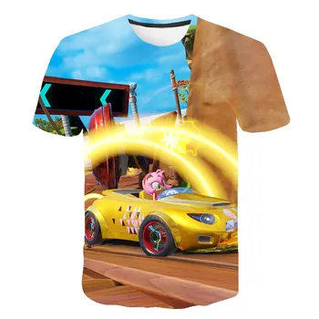 Ežys Sonic Streetwear Marškinėliai Berniukams Animacinių filmų Sonic T-shirt 3D Atspausdintas Viršūnes Berniukų Drabužius Paauglys Vaikų Viršūnes 2020 M. Vasarą