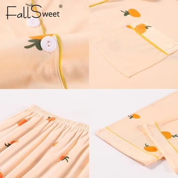 FallSweet Mielas Pižama Rinkinys Moterims moteriškas apatinis Trikotažas Loungewear ilgomis Rankovėmis Sleepwear M iki XXL