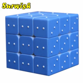 Fangmo 3D Iškilumo Aklas pirštų Atspaudų 3x3 Magic Cube Greitis Kubo Švietimo Įspūdį Žaislas Vaikams Gimtadienio Dovanos - Mėlyna