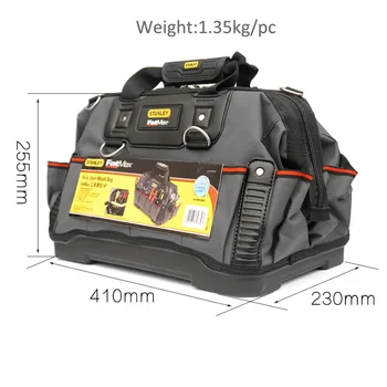 FatMax 16 colių užtrauktuku darbo įrankių saugojimo krepšys su reguliuojamu petį, plati burna vandens įrodymas suformuoti bazę 18pcs dėklas