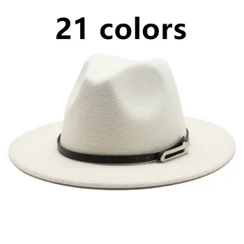 Fedora skrybėlę, moteris, vyrus Žiemos platus kraštų skrybėlę Vilnos Juoda Vestuvių fetrinė skrybėlė balta bažnyčia fascinator Juosta Derliaus naujas moterų skrybėlės žiemą