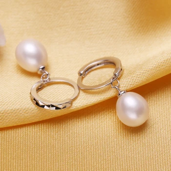 FENASY ilgi auskarai natūralių Perlų auskarai moterims, baltos, rausvos spalvos, karoliukai Papuošalų mados vestuvių derliaus priedai, dovanų dėžutėje