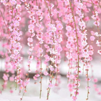 FENGRISE 2M Rožinė Sakura Gėlių Vyšnių Rotango Vestuvių Arch Gėlių, Vestuvių Fonas Dirbtinių Gėlių Vestuvių Kabinti Garliava