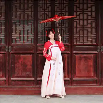 Festivalis Liaudies Šokių Suknelė Hanfu Moterų, Mergaičių Vintage Retro Pasakų Krano Kinijos Hanfu Siuvinėjimo Kinijos Tradicinių Drabužių