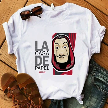 Filmą La Casa De Papel Namas Popieriaus Marškinėliai Pinigų Heist marškinėliai moterims 