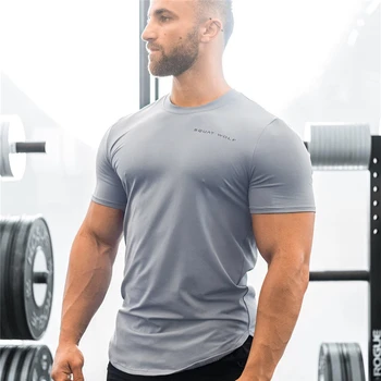 Fitneso T-shirt 2020 metų vasaros prekės, vyriški T-shirt medvilnės apvalios kaklo trumpas rankovėmis megztinis kultūrizmo sporto marškinėliai