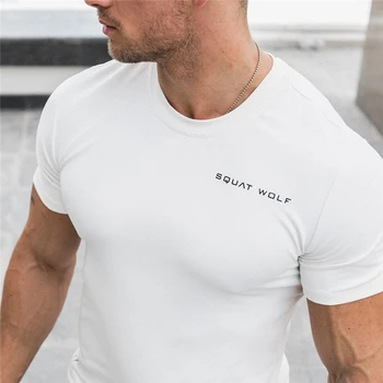 Fitneso T-shirt 2020 metų vasaros prekės, vyriški T-shirt medvilnės apvalios kaklo trumpas rankovėmis megztinis kultūrizmo sporto marškinėliai