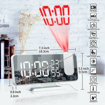 FM Radijas Skaitmeninis LED Smart Žadintuvas Žiūrėti Lentelėje Elektroninių Darbalaukio Laikrodžius, USB Pabusti Laikrodis su projekcija Laiko Atidėjimo