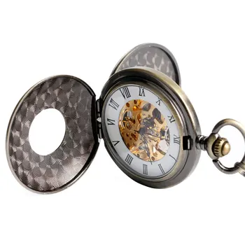 Fob Kišeniniai Laikrodžiai, Mechaninė Vertus Vėjo Prabanga Bronzos Prašmatnus Garo Dvigubai Medžiotojas Tuščiaviduriai Romos Numeriai Fob Laikrodį Dovanų Naują Stilių