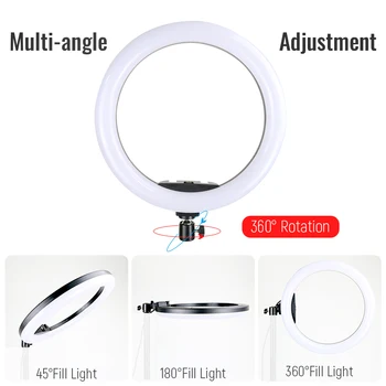 Fotografija LED Selfie Šviesos Žiedas Su Baltos spalvos Stalas Long Arm Telefono Turėtojas 3200K-5600K Foto Studija Šviesos 