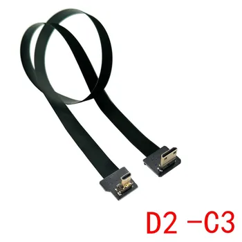 FPV Micro HDMI Juostelės Kabelis dviejų Iki Kampu HDMI 90 Laipsnių HDMI Male Vyrų FPC Butas Laidą Multicopter Oro Fotografija