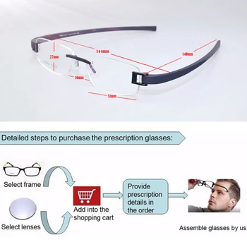 Frameless akinių rėmeliai vyrų ŽYMEKLĮ Prekės ženklų akinių rėmelių vyrų Trumparegystė kompiuterių optiniai akinių rėmeliai Ultralight judėjimo akiniai