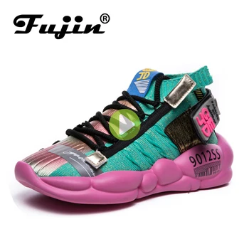 Fujin Moterų Sneaker Mezgimo Kvėpuojantis Batų Stambusis Platforma Sportbačiai Minkštas 2021 M. Pavasario Vasaros Kojinių Moterims Vulkanizuoto Avalynė