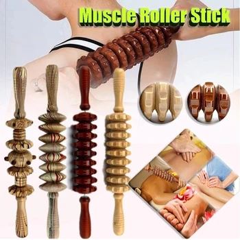 Full Body Massager Medienos Roller Stick Pavarų Trigger Point Raumenų Skausmas Reljefo Įrankis