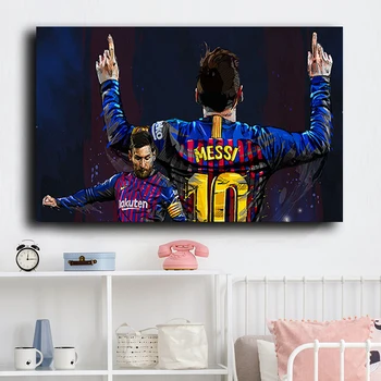 Futbolo Žaidėjas Žvaigždė Lionelis Messi Plakatas Spaudinių Sporto Drobės Tapybos Sienos Paveiksl Vaikai Kambario Dekoro Cuadros Namų Puošybai