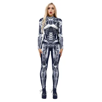 Futuristinis Technologija, Helovyno Cosplay Kostiumas Moterims, Vyrams 3D Spausdinimo Šalies Bodysuit Robotas Mechaninė Jumpsuit Karnavalas Onesies
