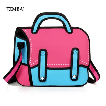 FZMBAI 3D 2D Nailono studentų pečių maišą mados moterų rankinės viršuje animacinių filmų krepšys