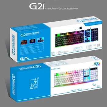G21 USB Laidinio Mechaninė Sustabdytas Klaviatūros led Spalvinga Apšvietimo Žaidimų Klaviatūra atspari Vandeniui PC Gamer Kompiuteris