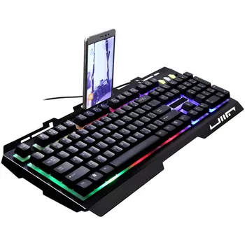 G700 LED Vaivorykštės Spalvų Šviesą Žaidimų Žaidimas USB Laidinė Klaviatūra Desktop Office Pramogų Nešiojamas Pc Gamer