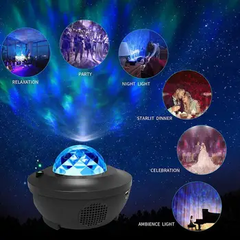 Galaxy Šviesos Dangaus Projektorius LED Nakties Šviesos Romantiška Projekcija Lempos Blueteeth USB Balso Valdyti Muzikos Grotuvą Gimtadienio Dovana