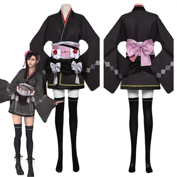Galutinis Cosplay Fantasy VII Remake Tifa Lockhart Cosplay Kostiumas Moterims Suknelė Kimono Komplektus Helovinas Karnavaliniai Kostiumai
