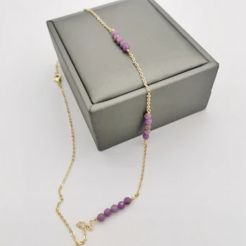 Gamtos Brangakmenių, Levandų Violetinė Žėručio Briaunotas 14K Aukso Užpildytas Grandinės Choker Pakabučiai Boho Collier Collares Mujer Moterų Karoliai