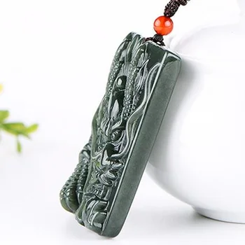 Gamtos Hetian Qingyu maišytuvas Pakabukas Karoliai, Papuošalai Fine Jewelry Zodiako Jade Dragon Kortelės Karoliai Pakabukas Papuošalai