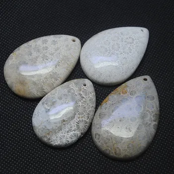 Gamtos perlas akmens karolius, fosa akmens pakabukai moterų karolius, ašaros formos, dydžio 30x50mm didmeninės juvelyrikos užsakymus
