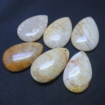 Gamtos perlas akmens karolius, fosa akmens pakabukai moterų karolius, ašaros formos, dydžio 30x50mm didmeninės juvelyrikos užsakymus