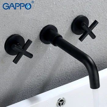 GAPPO baseino Maišytuvai juoda vonios vandens čiaupų krioklys vonios vandens maišytuvas čiaupai, vonios kambarys baseino kriauklės, maišytuvas, maišytuvai bakstelėkite prie sienos tvirtinamas