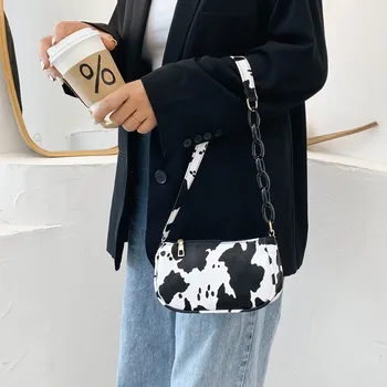Garsių prekės krepšys moterims Mados Moterų Karvė Modelis Užtrauktukas Telefono Maišelį Ranka Maišo Pečių Maišą Pažastų Maišelį сумка кожаная женская