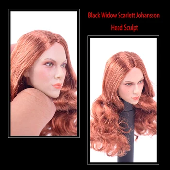 GCTOYS 1/6 Masto Juodoji Našlė Scarlett Johansson Galvos Skulptūra Modelis Šviesūs, Ilgi Raudoni Plaukai GC002 Tilpti 12