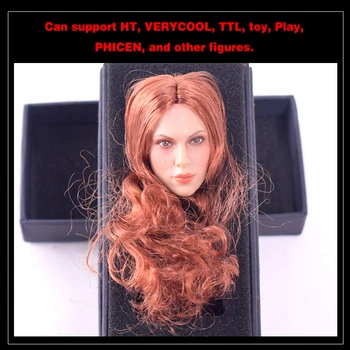 GCTOYS 1/6 Masto Juodoji Našlė Scarlett Johansson Galvos Skulptūra Modelis Šviesūs, Ilgi Raudoni Plaukai GC002 Tilpti 12