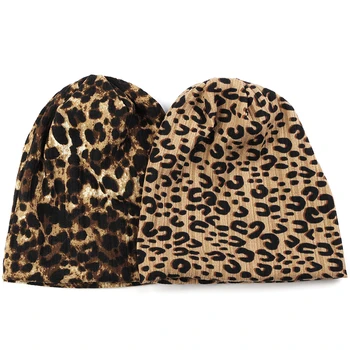 Geebro Moteris Rudens-Žiemos Skrybėlę Šiltas Mados Kumpinti Beanies Lady Medvilnės Dot Leopard Print Prekės Skrybėlės Suaugusiųjų Gorros