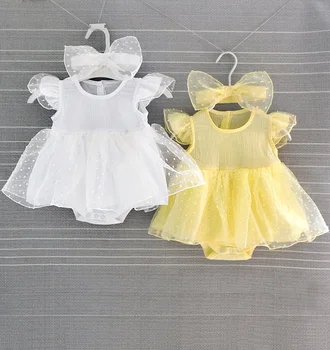 Geltona Naujagimių Suknelė Baltos Spalvos Nėrinių Kūdikių Krikšto Suknelė 2019 Kūdikių Kūdikių Mergina Vestidos Krikštynos Baby Girl Suknelės 3 6 9 Mėnesius