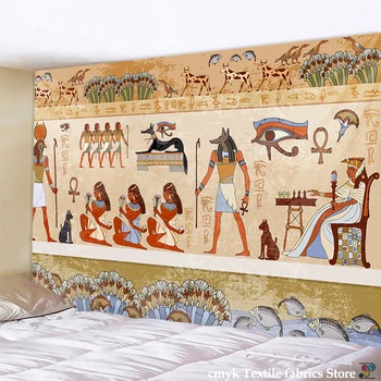 Geltona Senovės Egipto Gobelenas Sienos Kabo Senų Kultūros Spausdinti Hipių Egipto Sieniniai Gobelenai Audiniai Namų Dekoro Derliaus Gobelenas