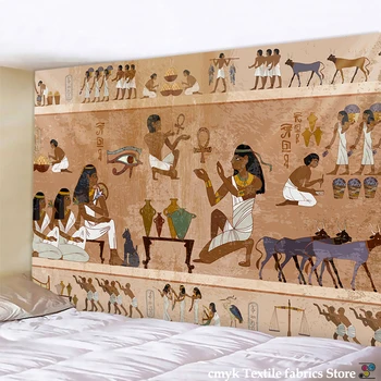 Geltona Senovės Egipto Gobelenas Sienos Kabo Senų Kultūros Spausdinti Hipių Egipto Sieniniai Gobelenai Audiniai Namų Dekoro Derliaus Gobelenas