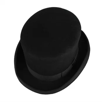 GEMVIE 13,5 cm Vilnos Veltinio Top Hat Vyrų Fedoras Moterų Mad Hatter Kostiumas Cilindrų Skrybėlę Džentelmenas Derby Skrybėlę Magas Bžūp