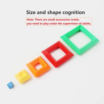 Geometrinis 3D Blokai Bokštas Vaikams, Kūdikių Piramidės Kamino Švietimo Žaidimas, Žaislai, Spalvinga Sluoksnis Krovimas Žaidimas Žaislas Dovana