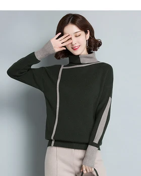 Geometrinės linijos dizainas Golfo Megztinis Džemperis moterims 2020 m. Rudens Žiemos jumper traukti femme hiver Trikotažas megztas megztinis