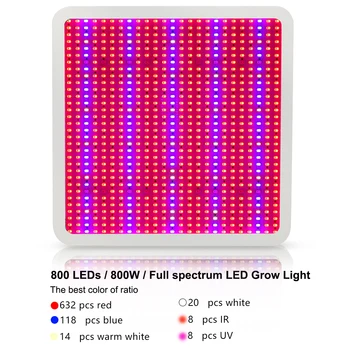 Geriausia 800W 800LED Augti Šviesos Pilno Spektro Patalpų Aquario Hydroponic Augalų, Gėlių Šiltnamio efektą sukeliančių LED Grow Lempa High Yield