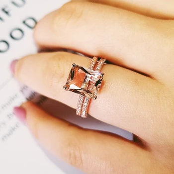 Geriausia Pardavimo Rose Aukso spalvos vestuvinis žiedas nustatyti moterų Dalyvavimą prekės ženklo piršto šalis dovana Sepcial Unikalūs papuošalai R5026
