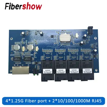 Gigabit Ethernet Switch Pluošto Optinis jungiklis 4F2E Pramoninės Klasės 4*1,25 G Ląstelienos Uosto, 2 RJ45 10/100/1000M PCB lenta