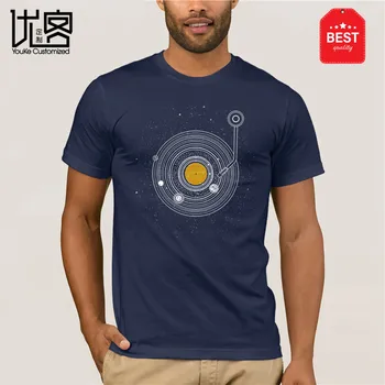 GILDAN Vinilo Įrašas Saulės Sistemos Erdvės T-Shirt, Suknelė moteriška T-shirt