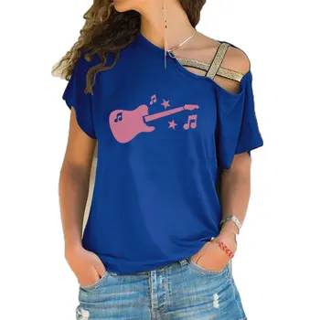 Gitaros Muzikos Spausdinti Marškinėlius Moterims Marškinėliai Juokinga 2020 Metų Vasaros Marškinėliai, Femme T-shirt Neteisėtų Nerijos Kryžiaus Tvarstis tee viršūnės