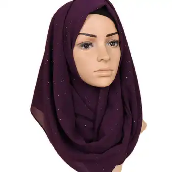 Glitters Hijab Paprastas Šalikas Musulmonų Wrap Skara Galvą Aukso Mirguliavimas Sparkle