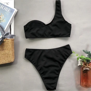 GNIM Vieną Petį Moterų maudymosi kostiumėlį iš Dviejų dalių, Kietas Bikini Mujer 2020 M. Aukštos Juosmens maudymosi Kostiumėliai Moterims Vasaros Paplūdimio Plaukti Maudymosi Kostiumas