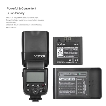 GODOX V850II 2000mAh Li-ion Baterija 2.4 G 1/8000s HSS Flash Speedlite Šviesos GN60 VEIDRODINIŲ Canon Nikon 